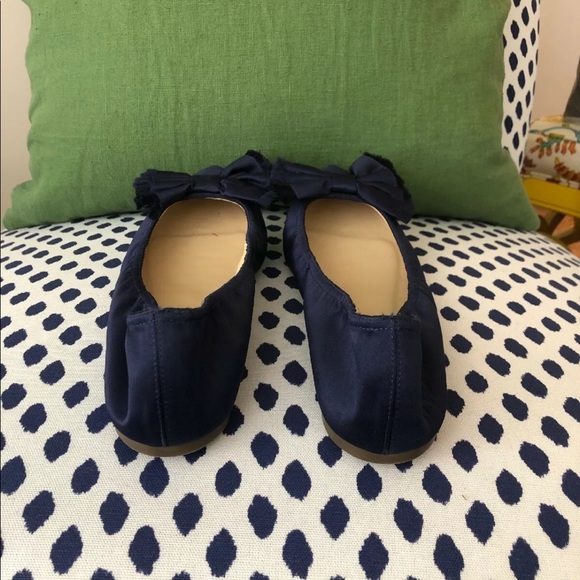 Jcrew Satin Navy Pointed Toe Flats - Size 9 - NEW - Picture 3 of 4
